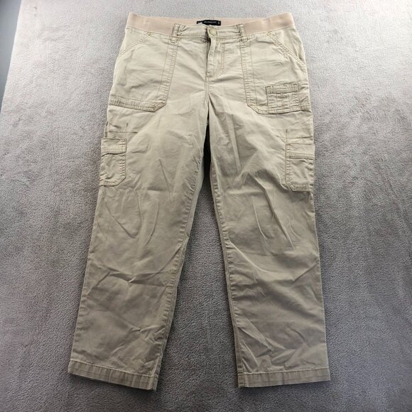 Lee Womens Cargo Pants Size 10M Relaxed Fit Beige Straight Leg Elastic Waist Tan - Picture 15 of 16